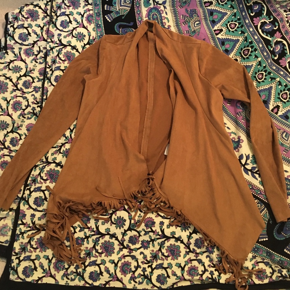 Suede Fringe Cardigan